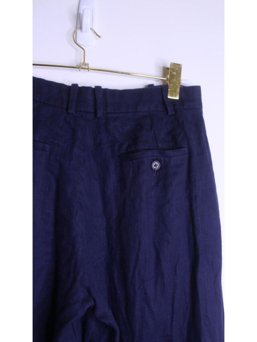 J.Crew Linen Navy Blue Wide Leg Trouser Pants - 6 - Picture 2 of 4